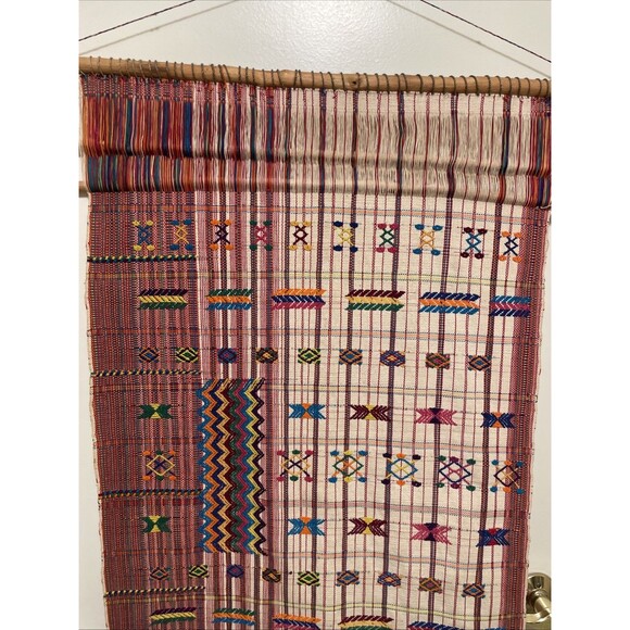 Vintage Handwoven Guatemala Tapestry Wall Hanging Folk Art  Vintage Guatemalan Hand Woven Tapestry Wall Hanging Multicolor Hippie Yoga